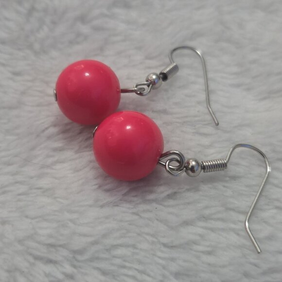 Pink Beaded Dangle Earrings - Picture 1 of 1